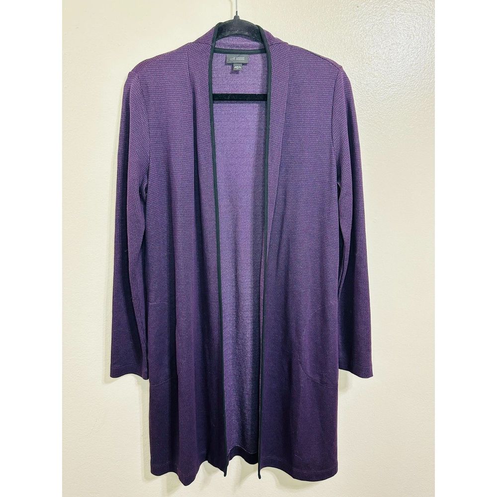 J Jill Wearever Collection Open Long Cardigan Sweater in Houndstooth Size XS